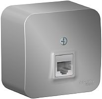 Розетка телефонная накладная Systeme Electric Blanca 1-м. RJ11 алюминий картинка